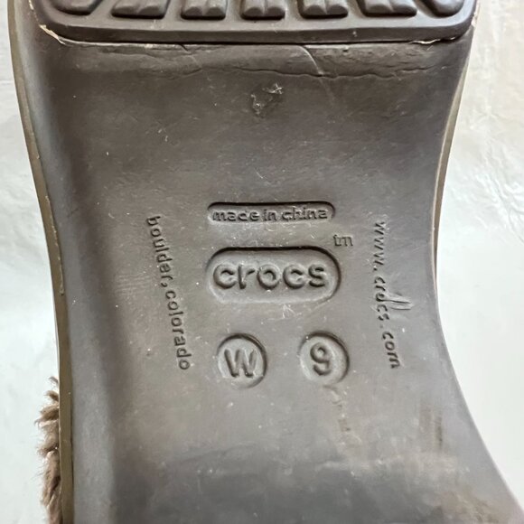 Crocs Cobbler Eva Lined Clog Mule womens 9 brown furry lining block high heel - Picture 15 of 15